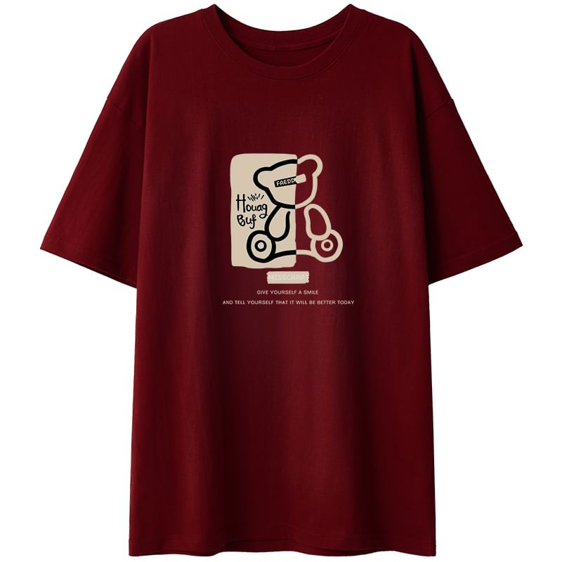 Magimomo - T-shirt met korte mouwen en ronde hals en berenprint