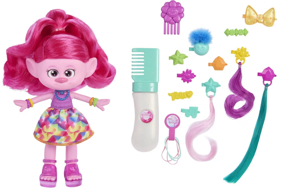 TROLLS  3 - FIGURINE POPPY CHEVEUX PAILLETTES -HAIR POPS