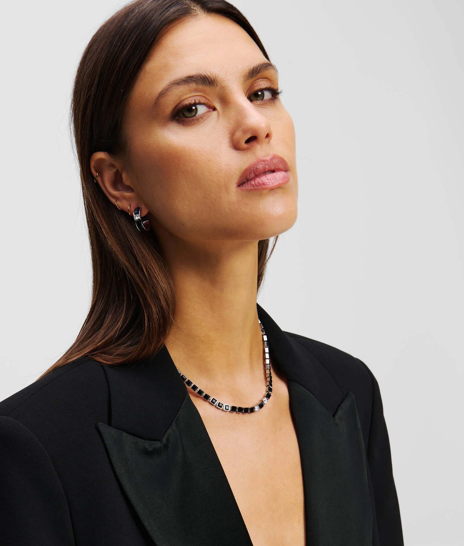 Collier de cristaux noirs - Argent