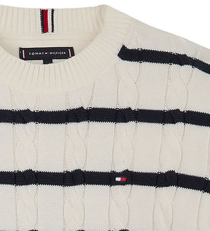 Tommy Hilfiger Bluse - Strick - Ivory Petal/Dark Nacht Navy Stre