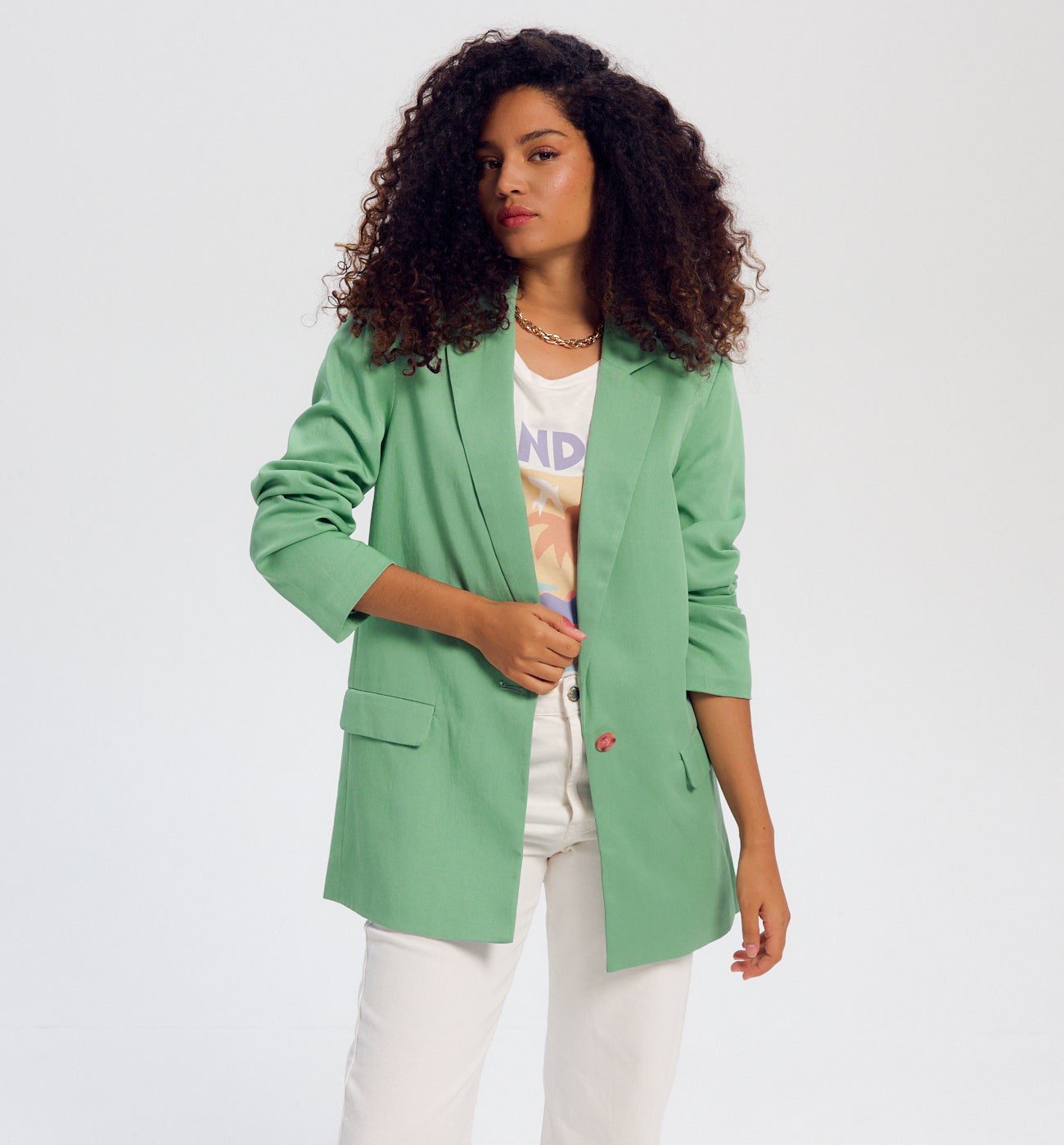 Veste de tailleur en lyocell - Turquoise