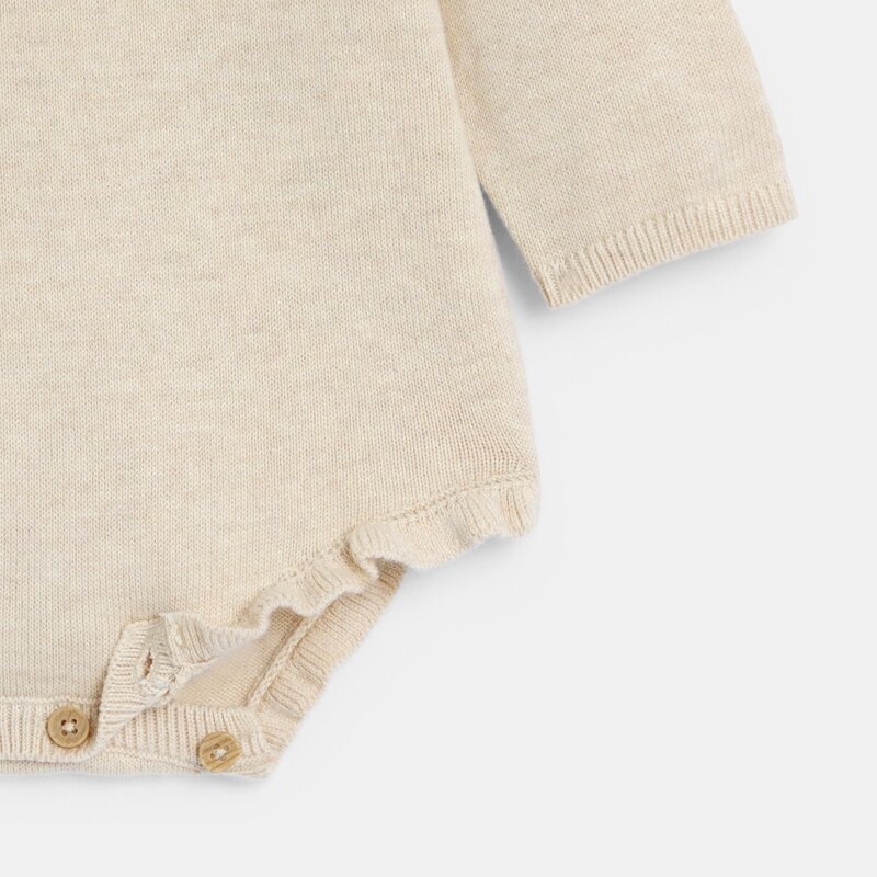 Combi courte maille tricot beige bébé fille Beige