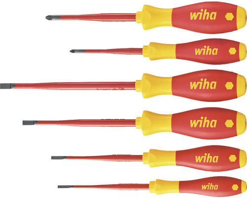 Wiha SoftFinish electric slimFix schroevendraaierset, sleuf en Pozidriv, 6-delig.