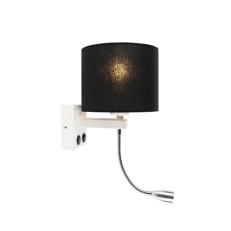 Moderne wandlamp wit met zwarte kap - Brescia