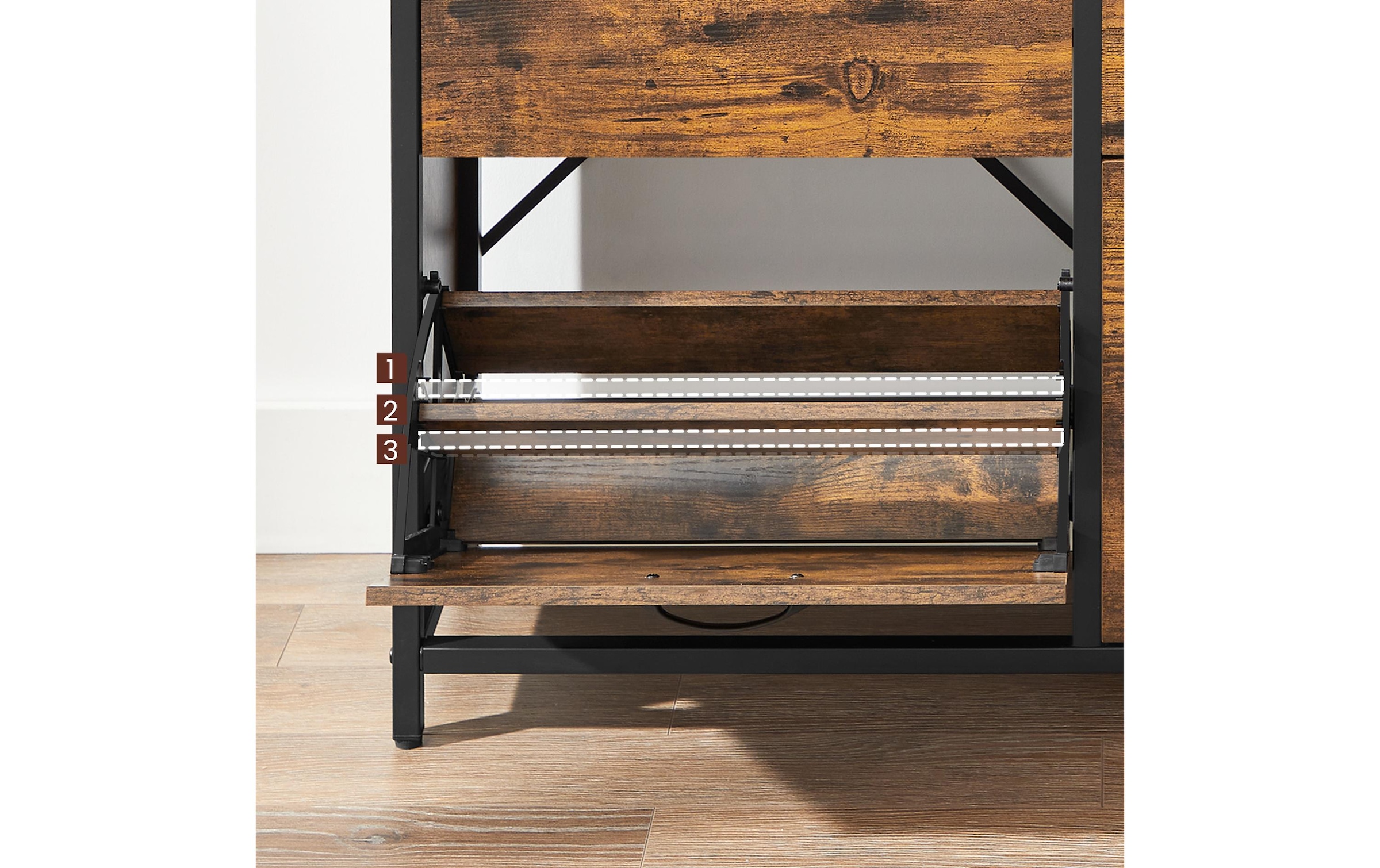 VASAGLE Schuhschrank »mit 4 Klappen 95 x 98.3 cm, Braun/Schwarz«