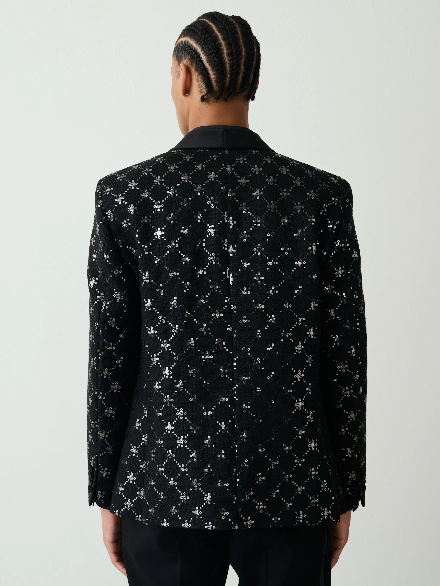 Zwarte geometrische - Regular Fit Sequin Geometric Pattern Blazer