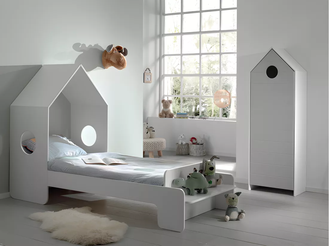 Pack - Lit Cabane Enfant & Armoire 