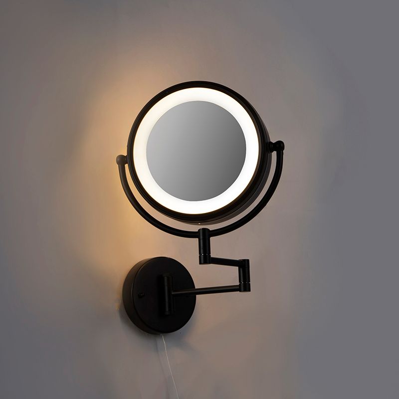 Design wandspiegel zwart incl. LED verstelbaar IP44 met trekkoord - Vicino