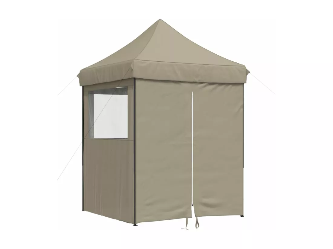 Tente de réception pliable escamotable 4 parois latérales taupe