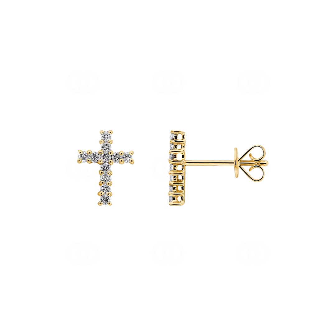 Ohrstecker 750/18 K Gelbgold Kreuz mit Brillanten 0.25 ct H/si