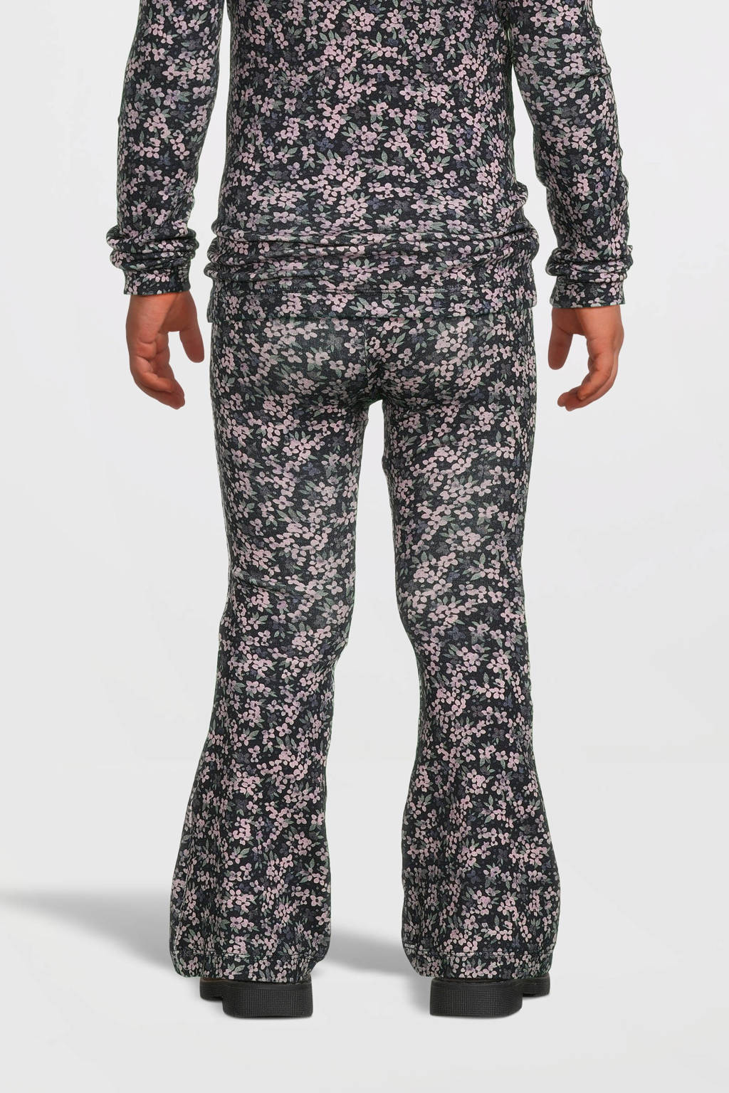 NAME IT gebloemde flared broek NMFOJATAS donkerblauw/roze