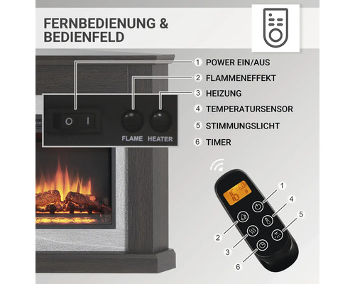 Elektrische haard Balderia Pegasos donker eiken 2000 watt