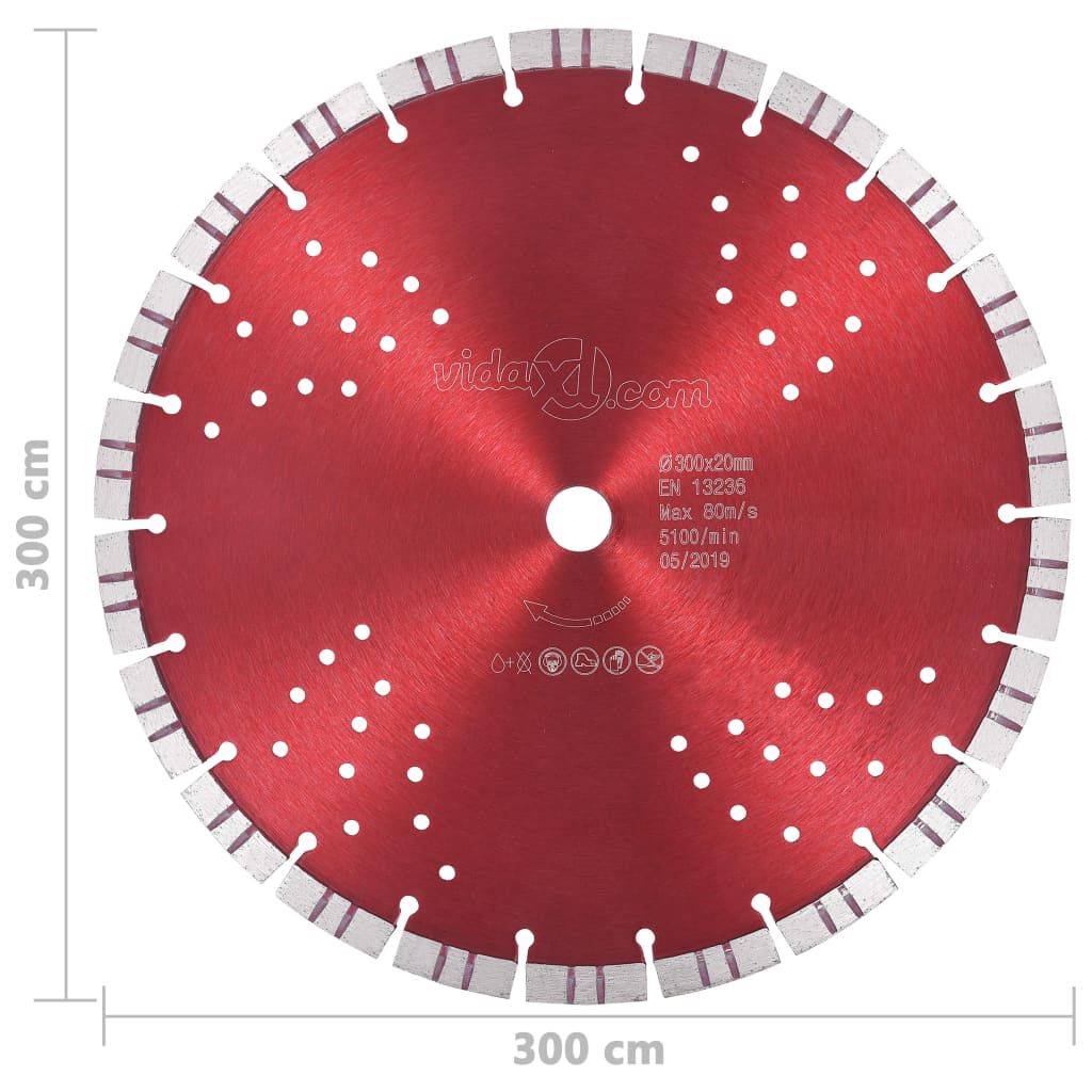 vidaXL Turbo diamantzaagblad met gaten, staal, 300 mm