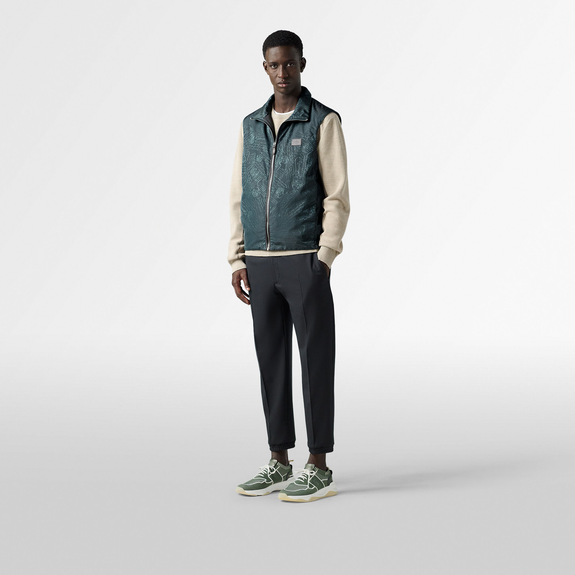 Pantalon De Jogging En Gabardine De Laine Stretch