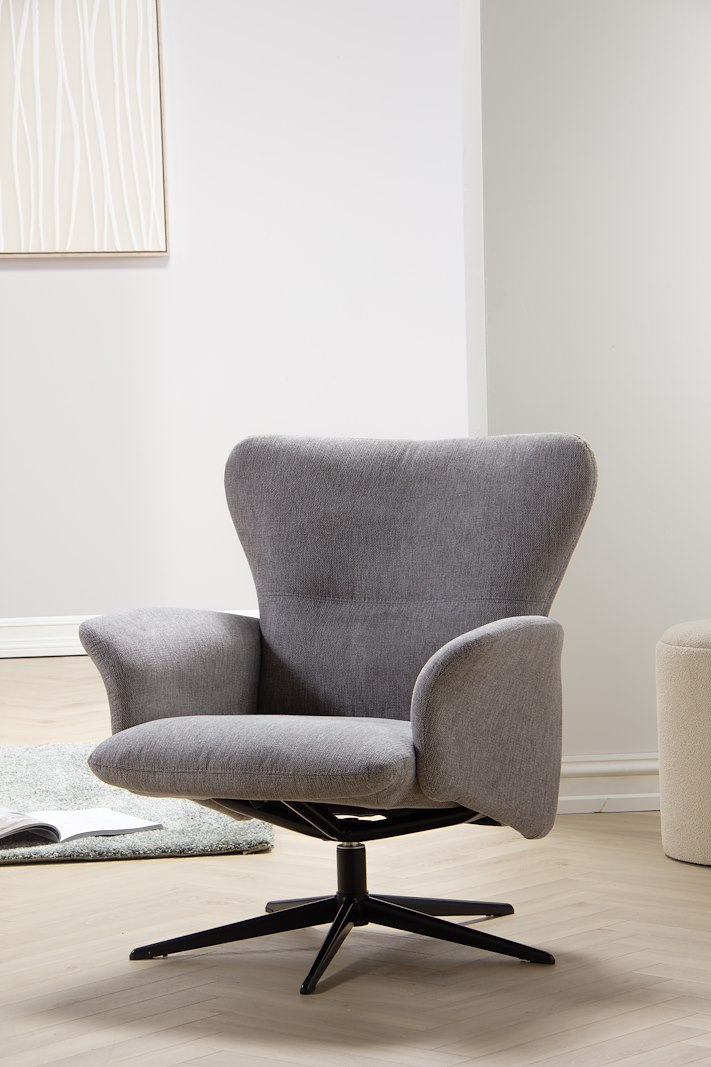 Luna lenestol Tekstil Brego 3595 grey med Polaris sokkel i sort
