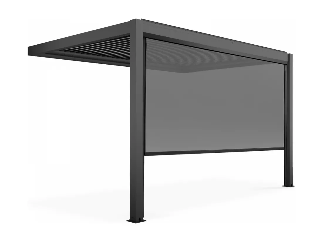 Pergola bioclimatique adossée 3x4m et 1 Store 3,73 x 2,34 m