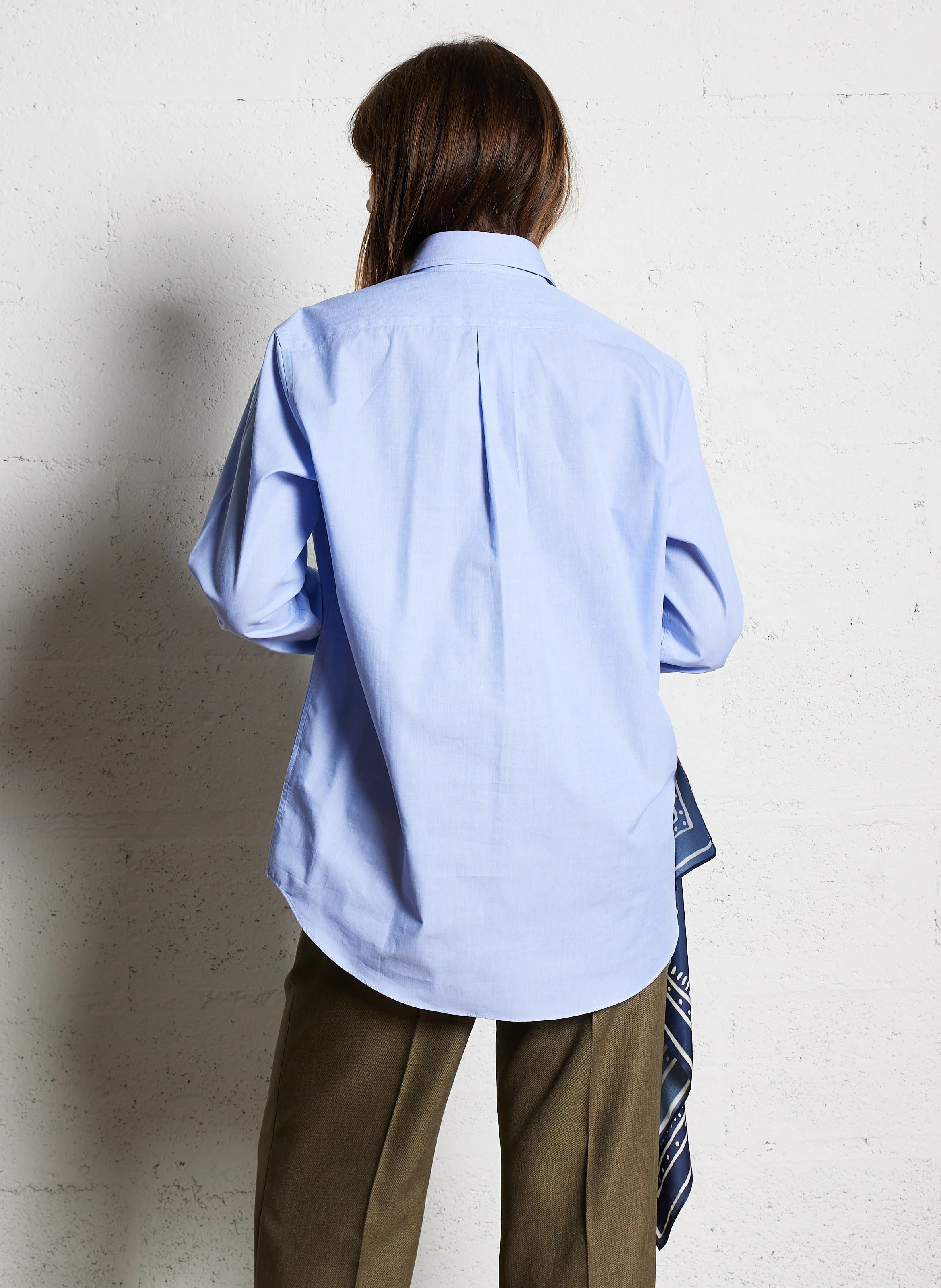 NAIMA - Chemise col classique droite en coton | Bleu