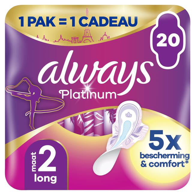 Always Platinum Maandverband Met Vleugels Long 20 Stuks