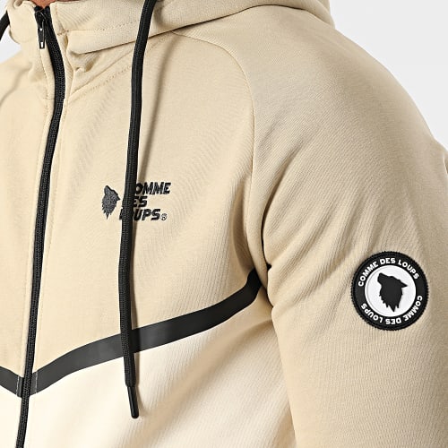 Ensemble Sweat Zippé Capuche Et Pantalon Jogging Everest Camel Clair Beige
