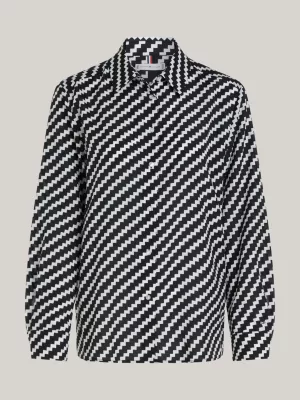 Camisa de corte regular com estampa de listras irregulares