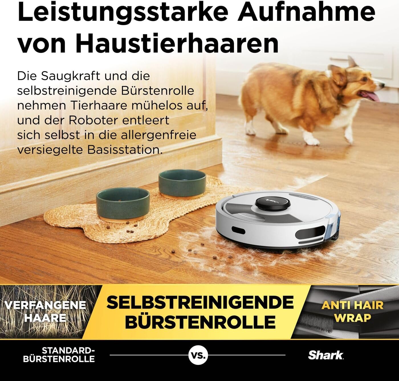 Shark Matrix Plus 2-in-1 Wisch- & Saugroboter mit LiDAR-Home Mapping, Matrix- & Kantenreinigung, für Teppich, Hartböden & Tierhaare, Selbstaufladend, Anti-Allergen, Weiß RV2620WDEUWH
