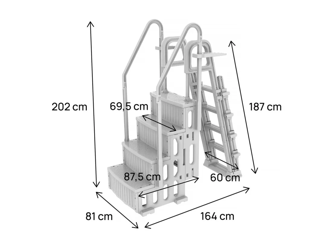 Escalier echelle double piscine 