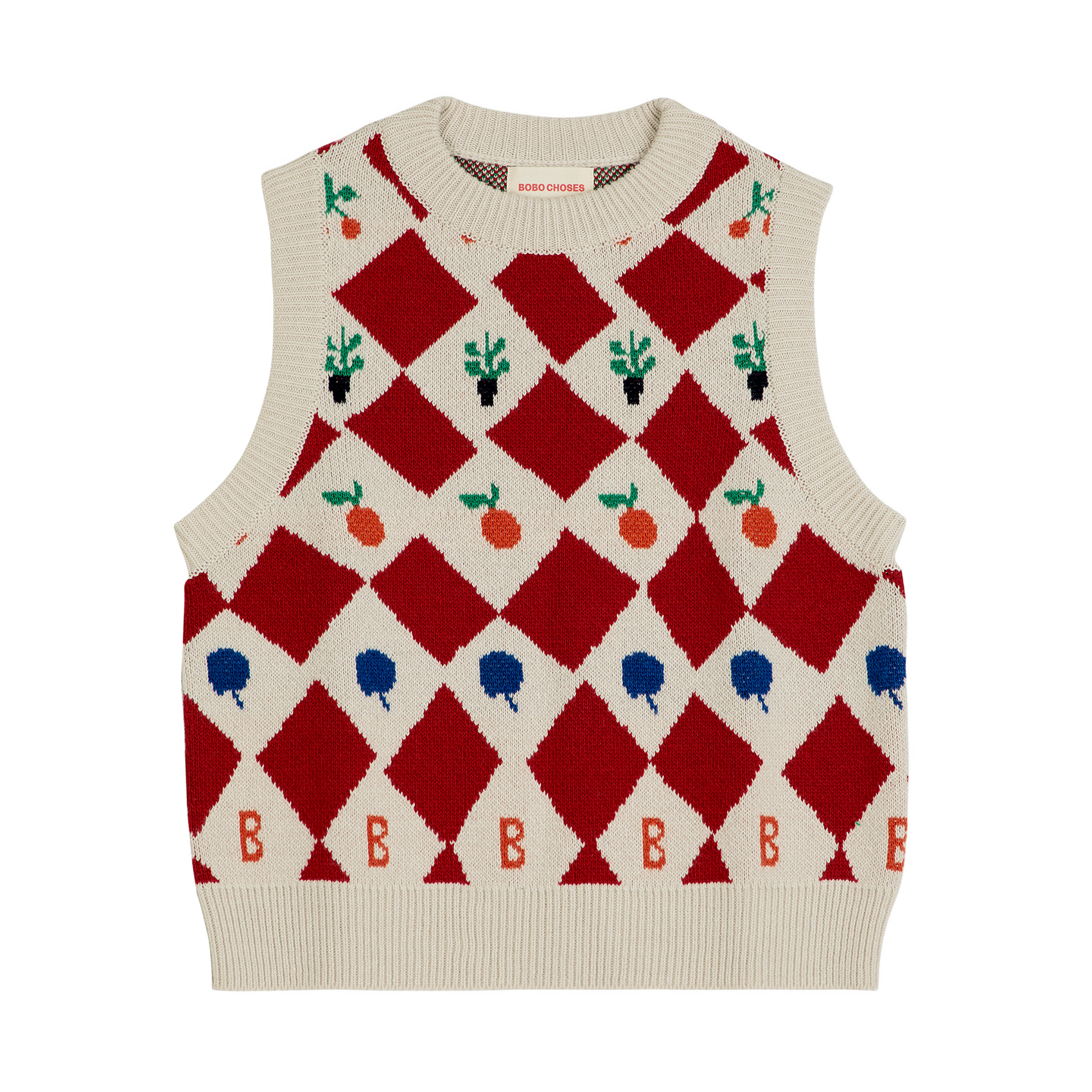 Pull col rond jacquard en cachemire et en laine mélangés | Rouge