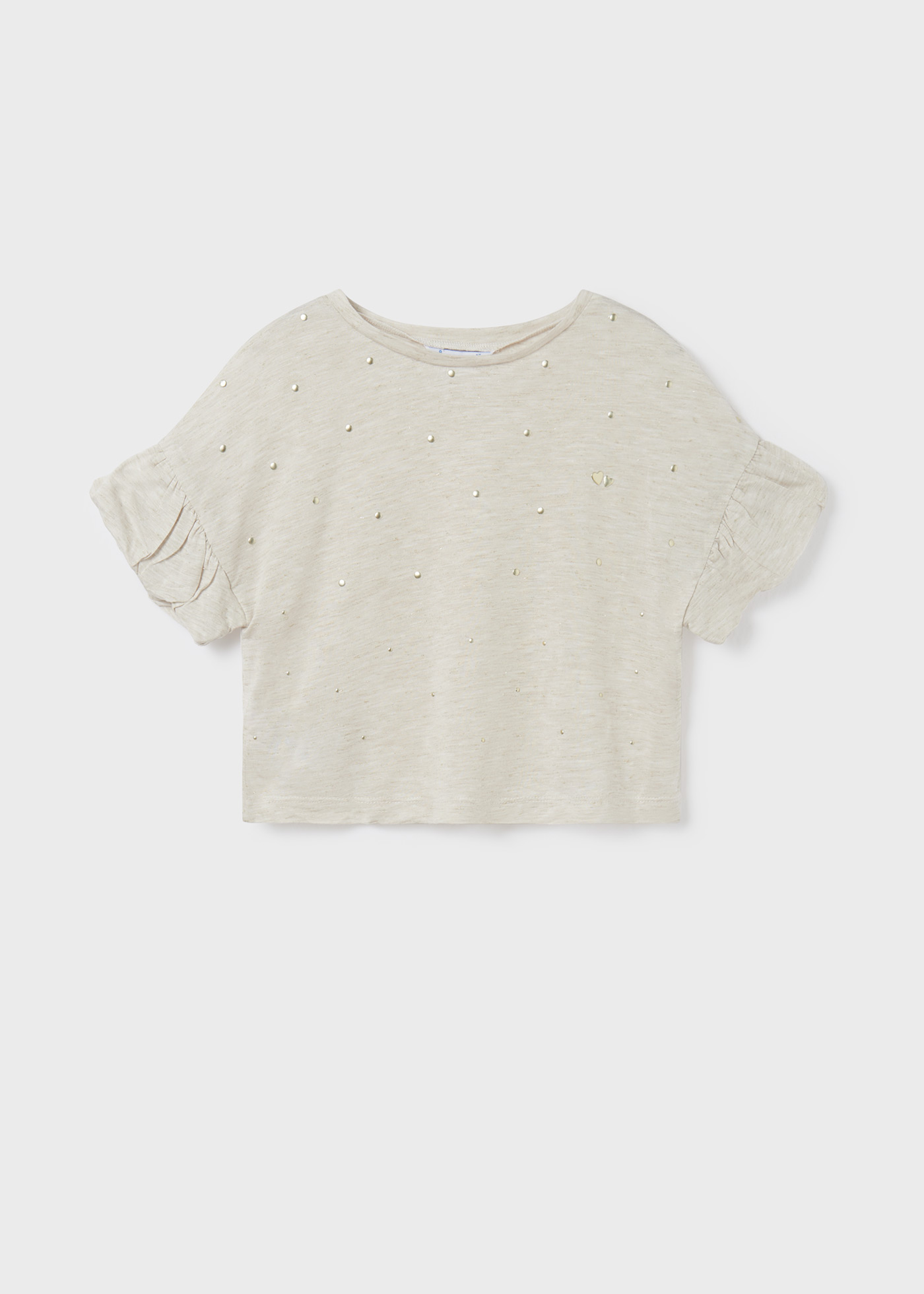 Camiseta de manga curta com tachas para meninas