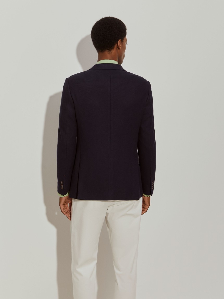 Blazer slim fit em algodão e lã