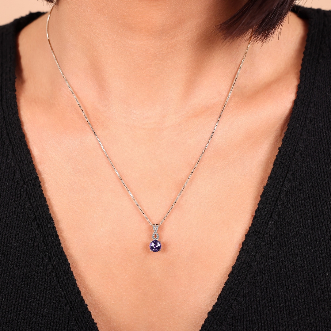 Anhänger 750/18 K Roségold mit Amethyst rund und Diamanten 0.05 ct H/si
