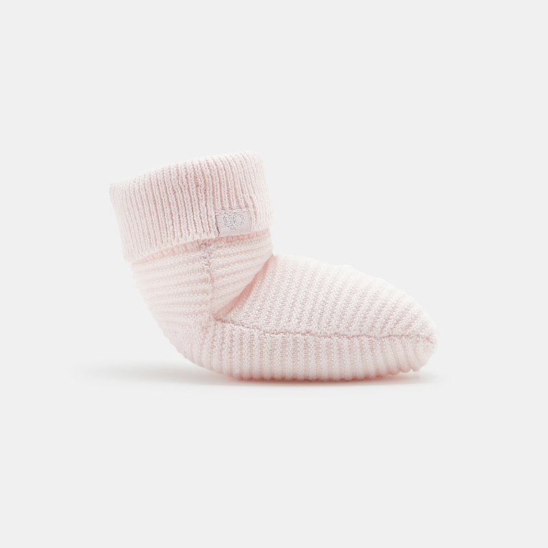Chaussettes côtelées à revers roses naissance