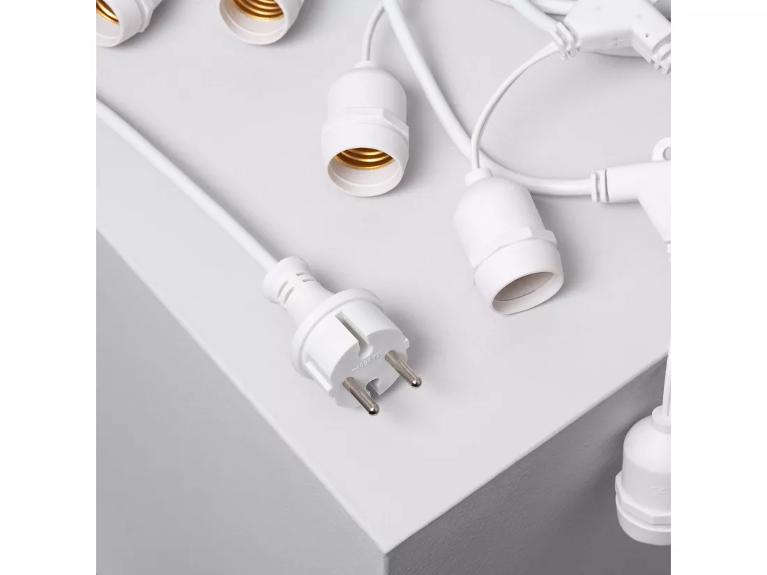 Guirlande Extérieure avec 8 Douilles E27 5.5m Blanche IP65 Blanc