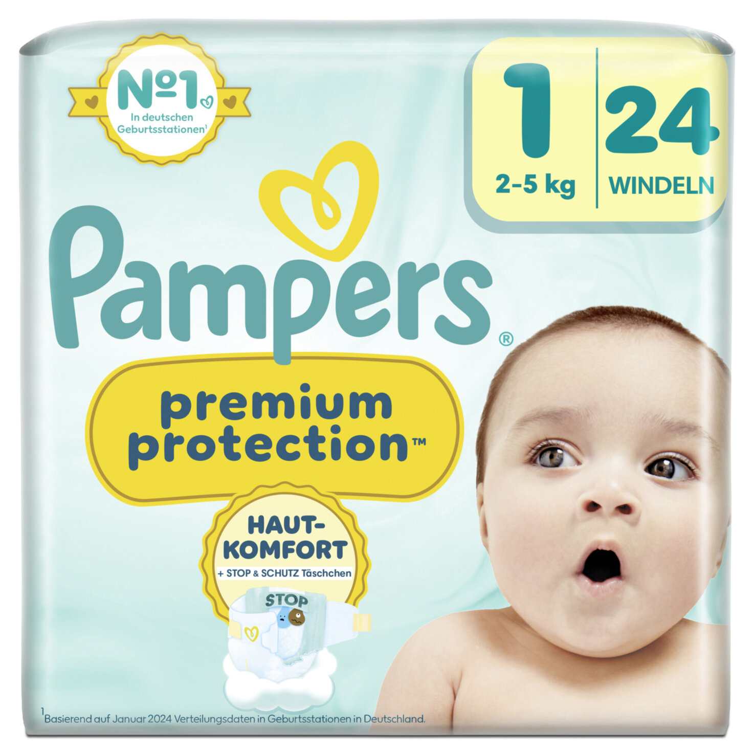 Pampers Premium Protection Grösse 1 Newborn 2-5kg 24 Stück
