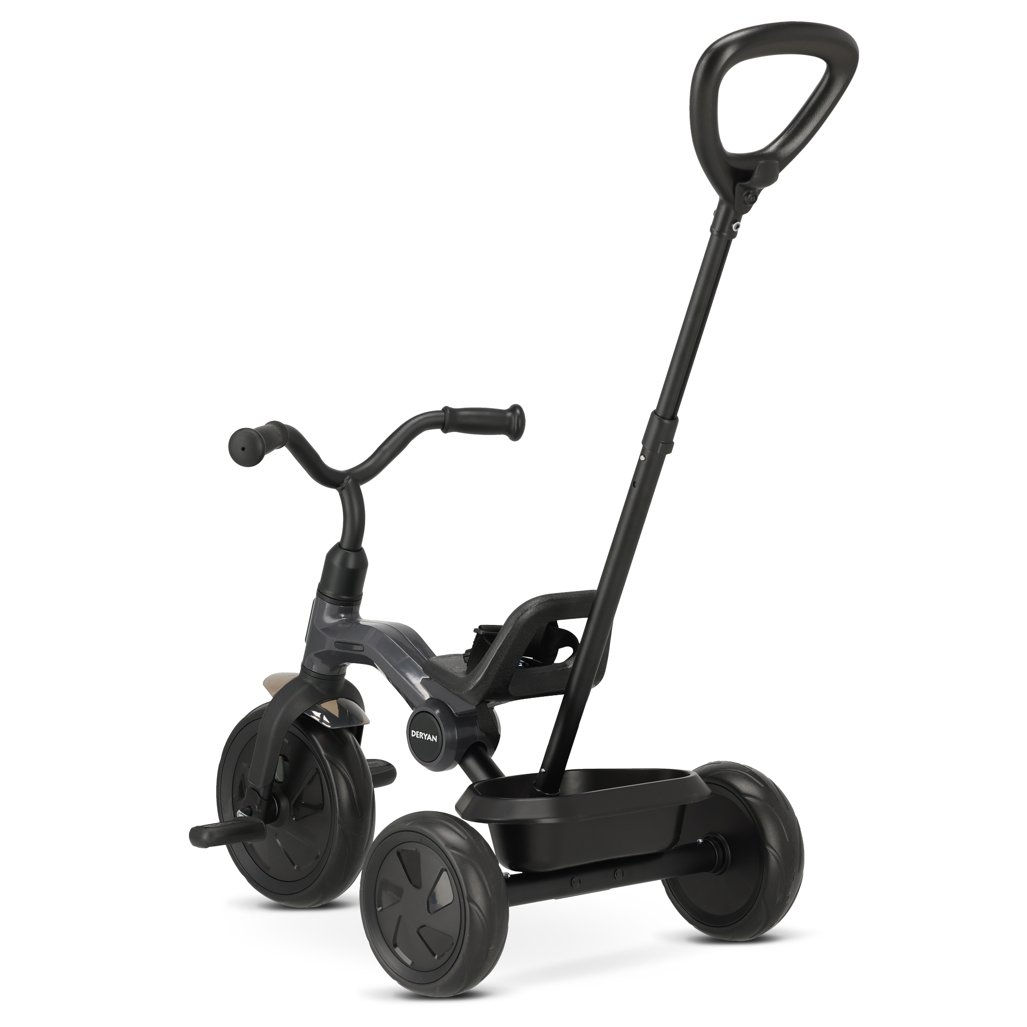 Deryan Drifter Driewieler met duwstang - Black