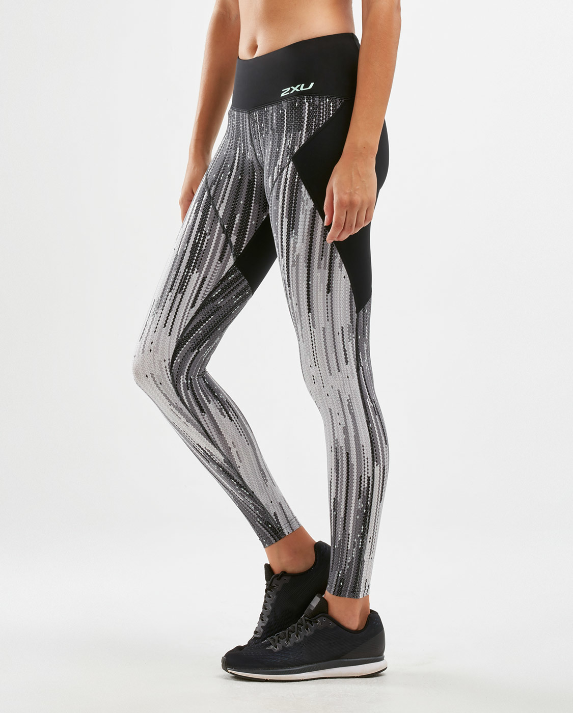 Mid Panel Compression Tights Dame DWL/MNT/Digital Waterfall/Mint