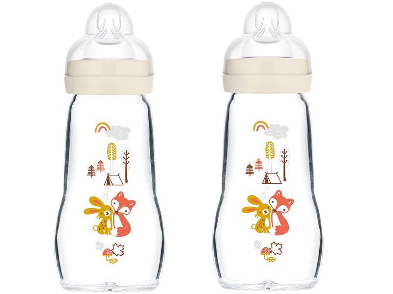 MAM Glasflasche Feel Good 2er Set 260 ml Babyflasche aus Premium-Glas