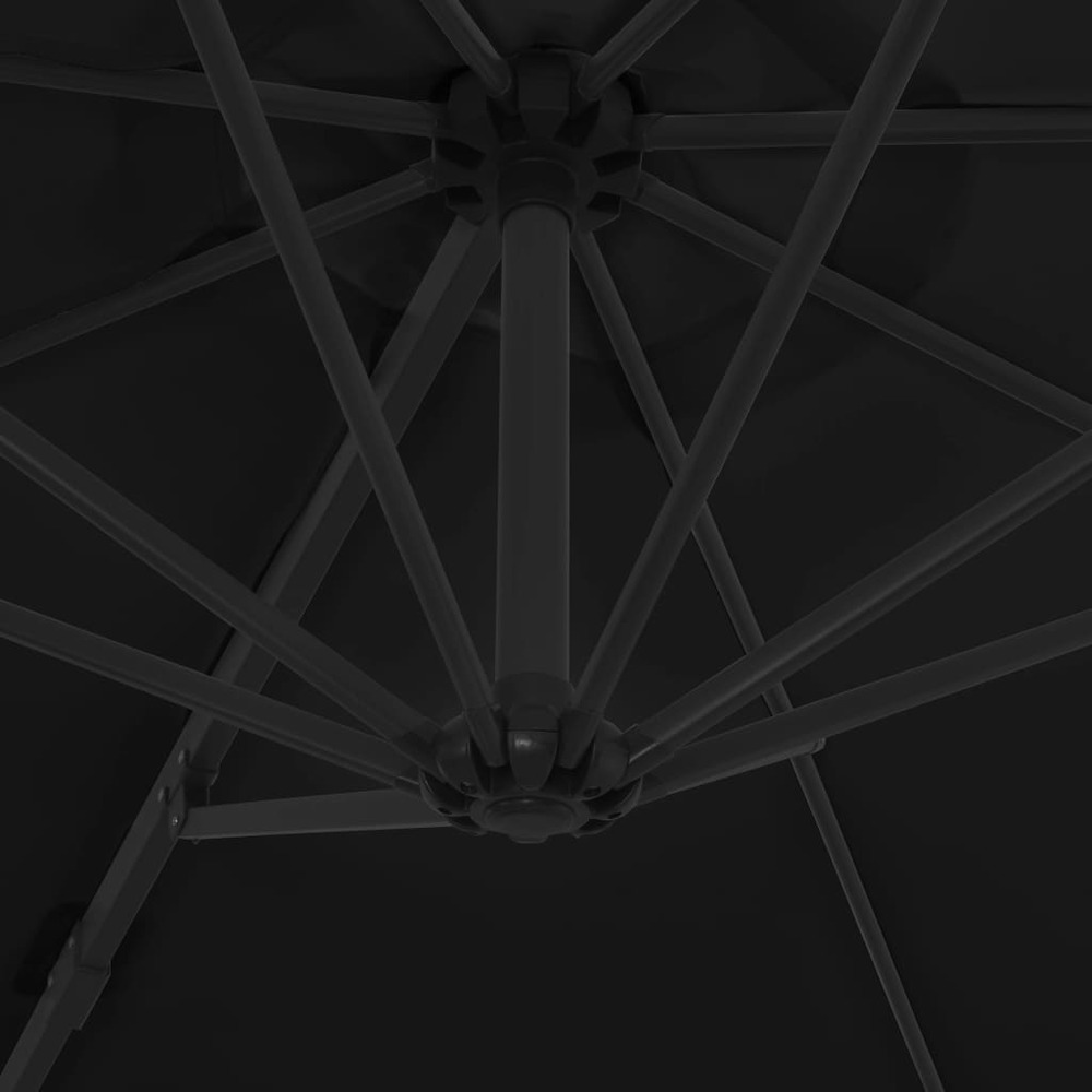 Parasol mobilier de jardin déporté avec mât en acier 300 cm noir