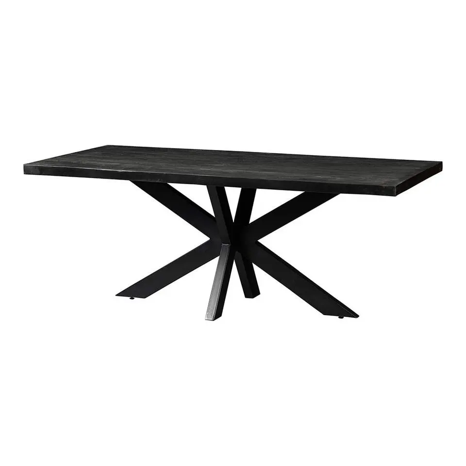 Mangohoutonline - Eettafel Memphis Black 140x90cm Rechthoekig - Zwart - Mahom