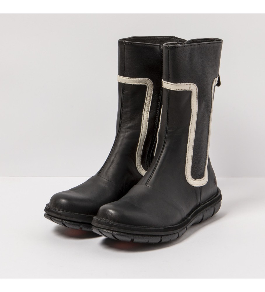Botas de tornozelo Art em couro preto