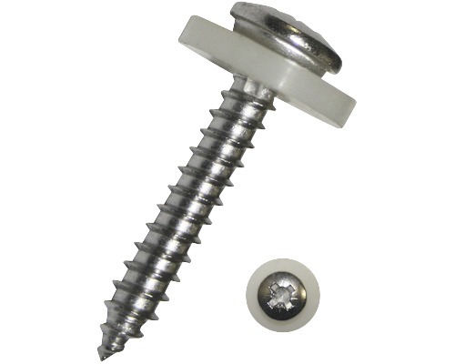 Vensterbankschroef, ronde kop met kruiskop, 3,9 x 16 mm, roestvrij staal A2, wit, 100 stuks