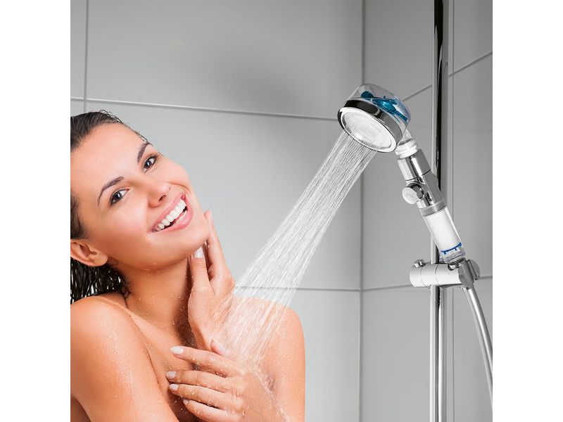 EASYmaxx Handbrause mit Wasserstopp und Druckregler Duschkopf mit Präzisionsdüsen und Filter