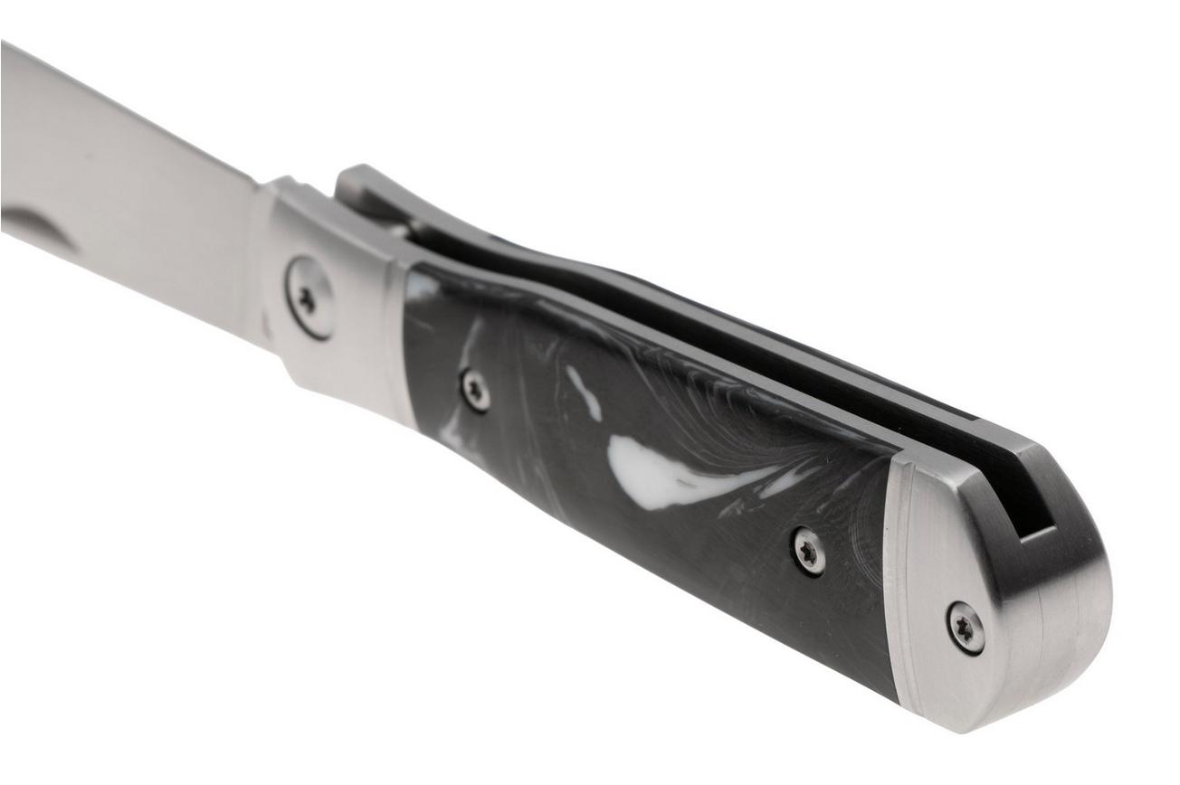 QSP Knife Jumping Jack QS167-C Satin 14C28N, Black White Resin, zakmes