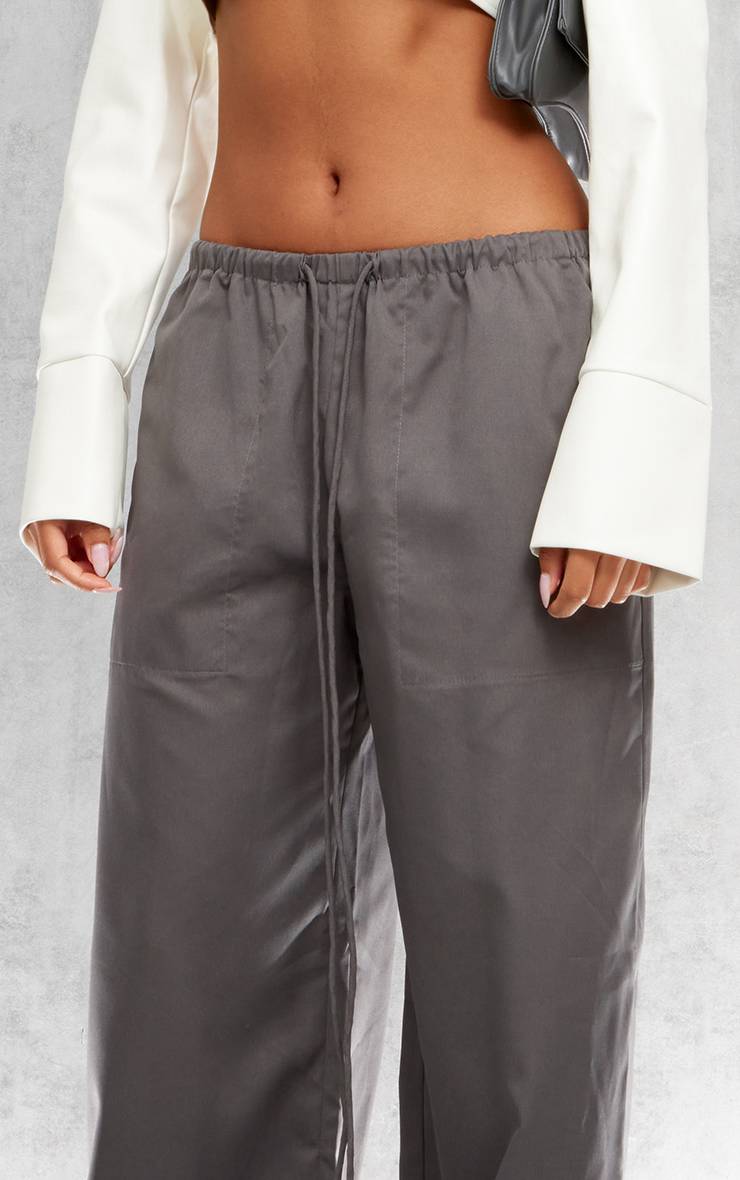 Charbon Pantalon Ample Taille Basse En Tissu Tissé Avec Cordon De Serrage