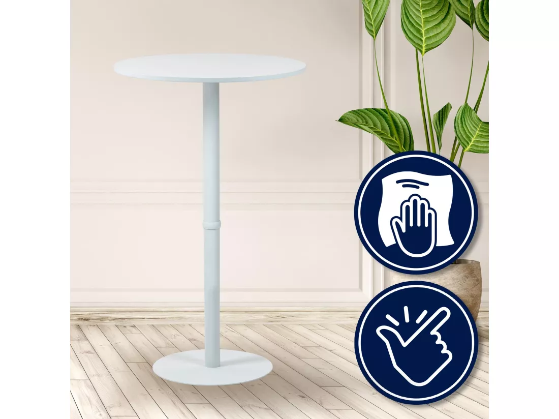Table haute - rond Ø 75 cm - Bois - Blanc / Blanc - Hereford