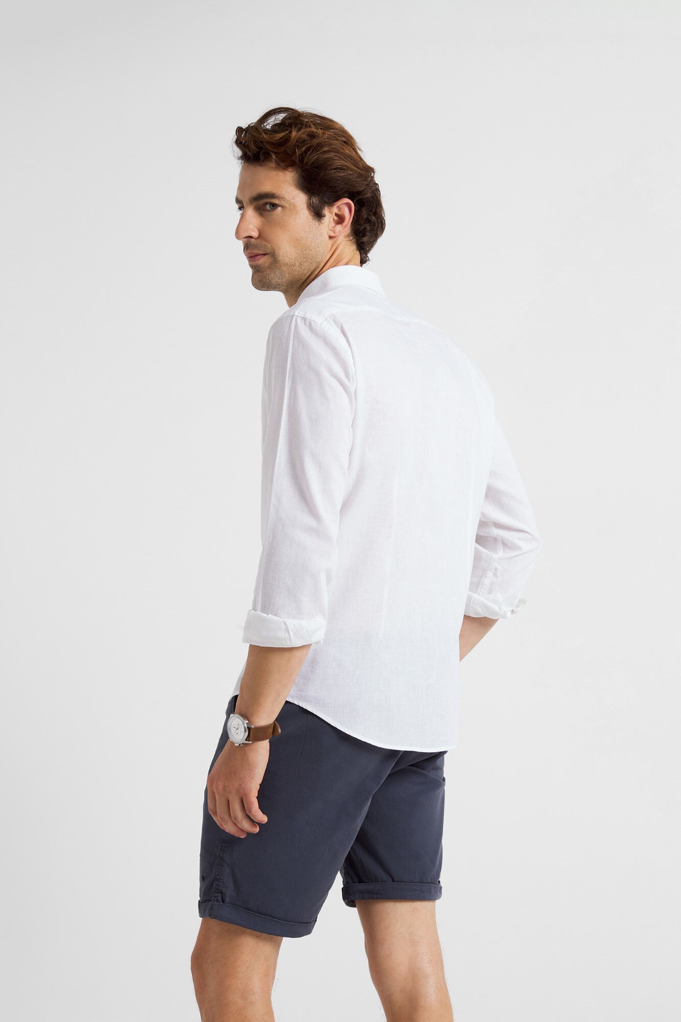 Camisa esportiva branca de linho natural - Branca