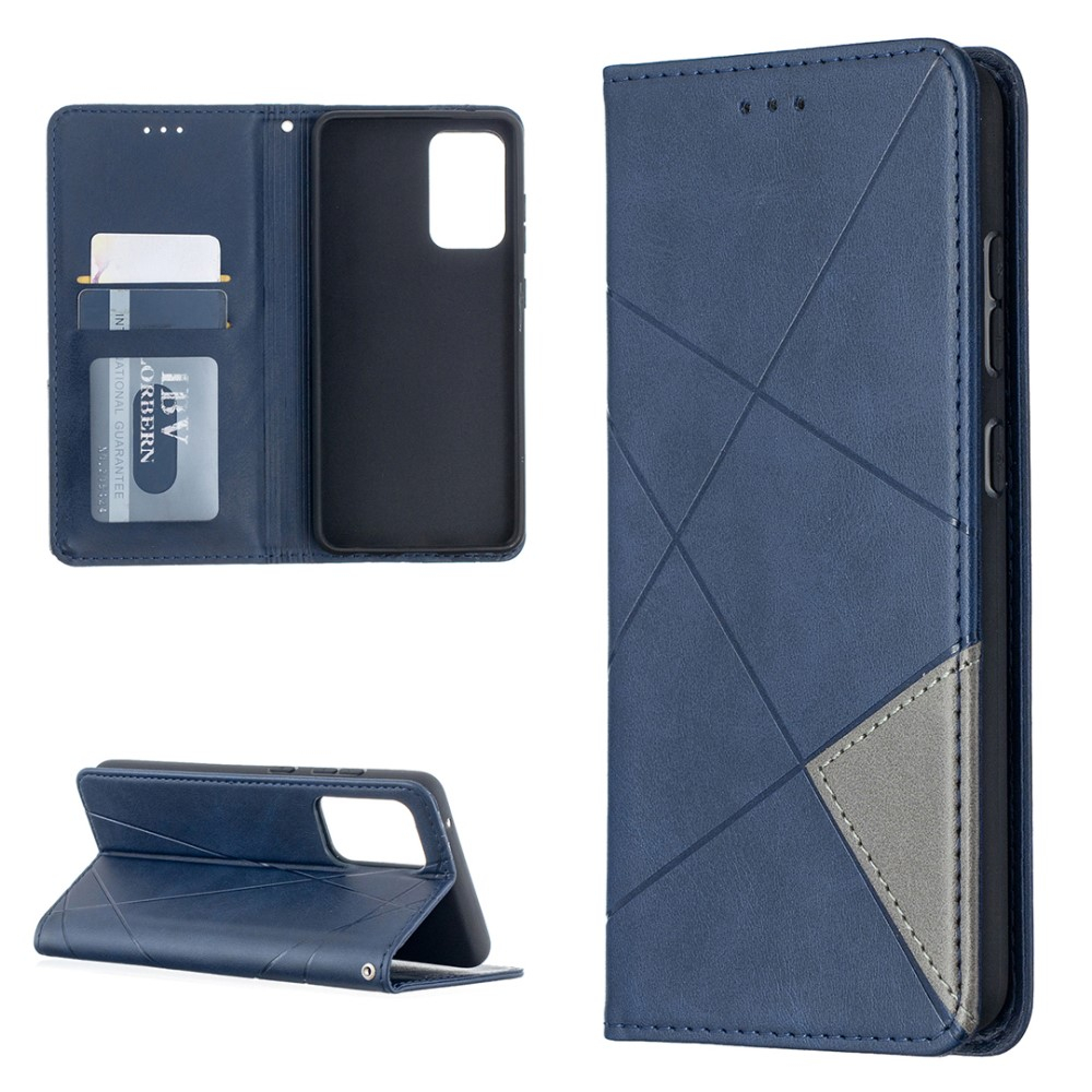 Samsung Galaxy A52s 5G / A52 (5G)Leder Tasche Flip Cover mit Kartenfächern Geometrisches Design - Blau
