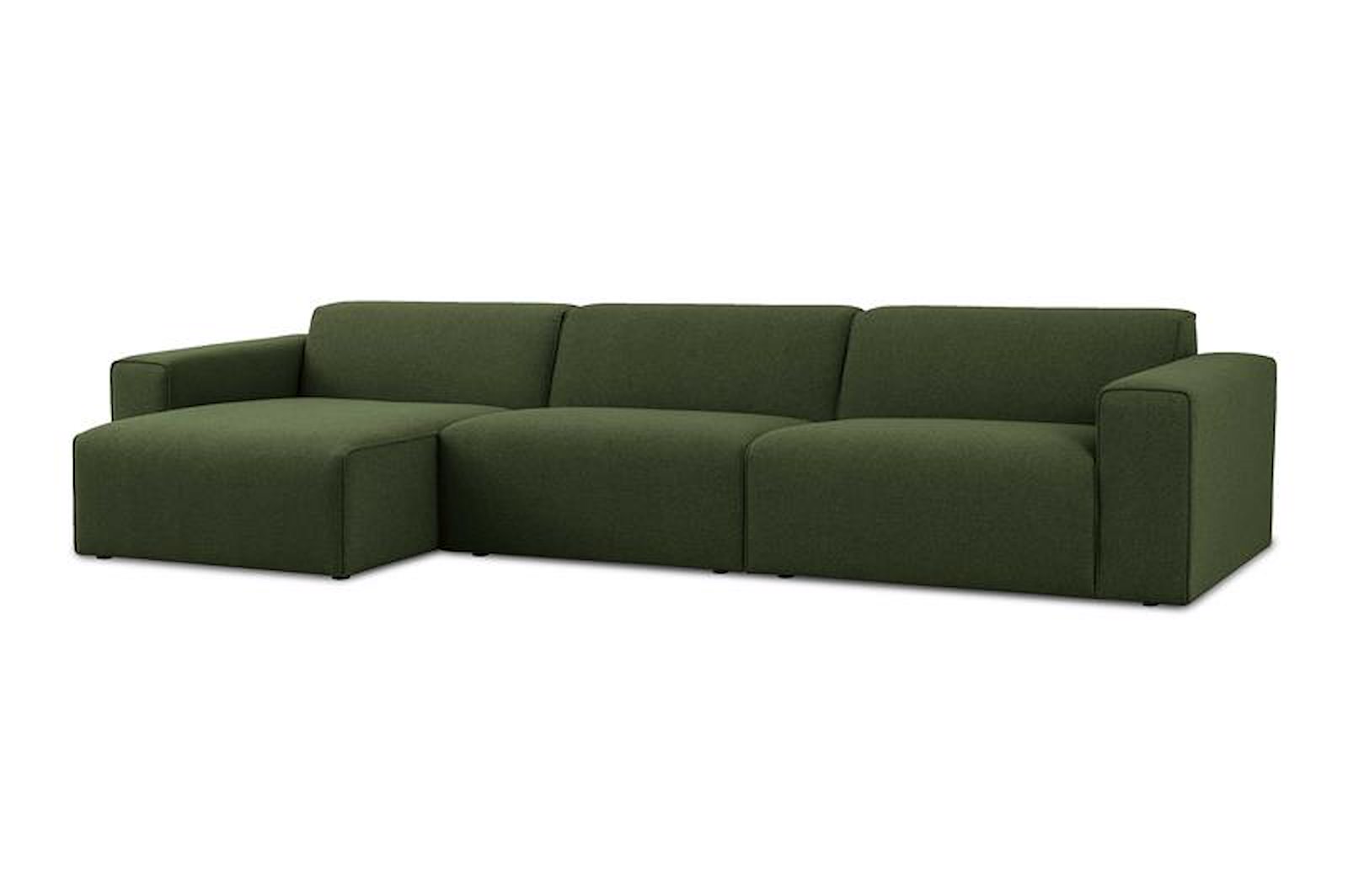 Styl 3-seter med sjeselong venstre Duo puter. Tekstil Neve 17/2 Dark Green med sorte ben.