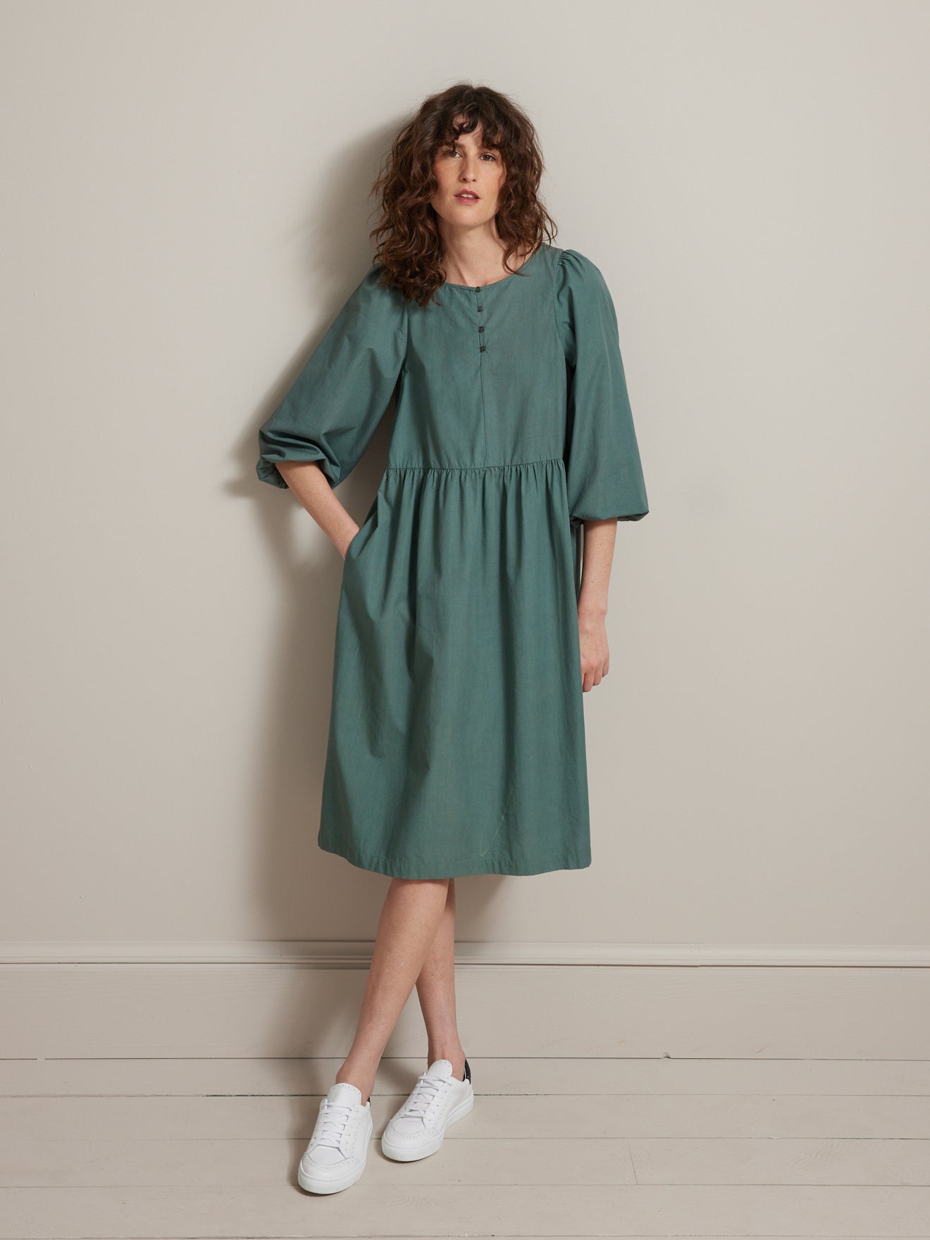 Robe mi-longue popeline craquante femme