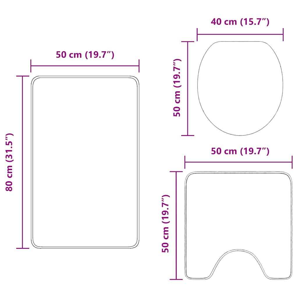 vidaXL Antislip badmattenset 3-delig bruin