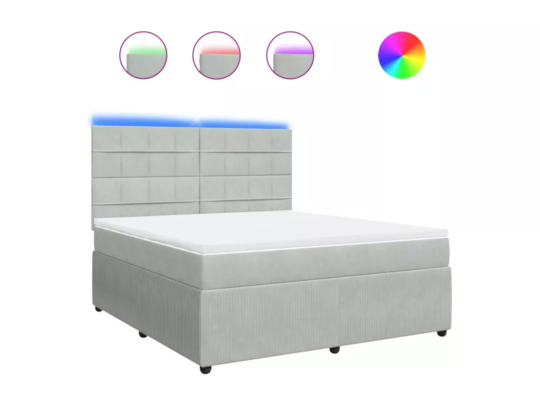 Sommier à lattes de lit et matelas Gris clair 180x200cm Velours